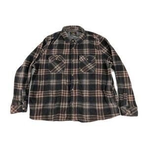 Sunrise Kingdom SRK Flannel Plaid Jacket‎ Mens Size 2XL Brown Button Up Striped